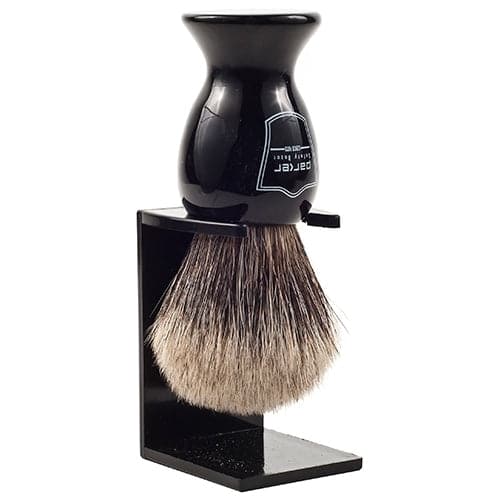 Black Handle Pure Badger Shaving Brush and Stand (BKPB) - by Parker Shaving Brush Murphy and McNeil Store 