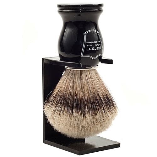 Black Handle Silvertip Badger Shaving Brush and Stand (BHST) - by Parker Shaving Brush Murphy and McNeil Store 