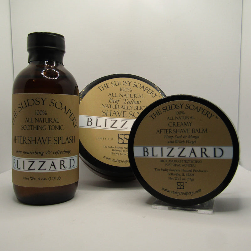 Blizzard (Tallow) Shaving Soap, Splash, and Balm - by Sudsy Soapery (Pre-Owned) Soap and Aftershave Bundle Murphy & McNeil Pre-Owned Shaving 