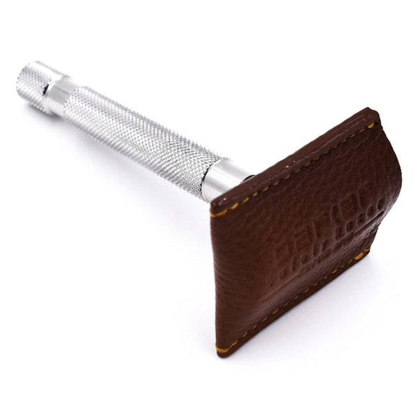 Brown Leather Double Edge Safety Razor Travel Cover (LRCBR) - by Parker Cases and Dopp Bags Murphy and McNeil Store 