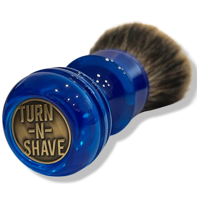 Blue Resin Shaving Brush (30mm Declaration B4 Badger Knot) - by Turn-N-Shave (Pre-Owned) Shaving Brush Murphy & McNeil Pre-Owned Shaving 