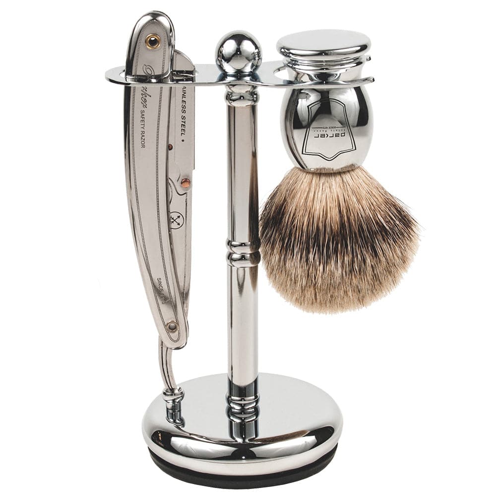 Deluxe Chrome Straight Razor and Shaving Brush Stand (PARKSTD1) - by P