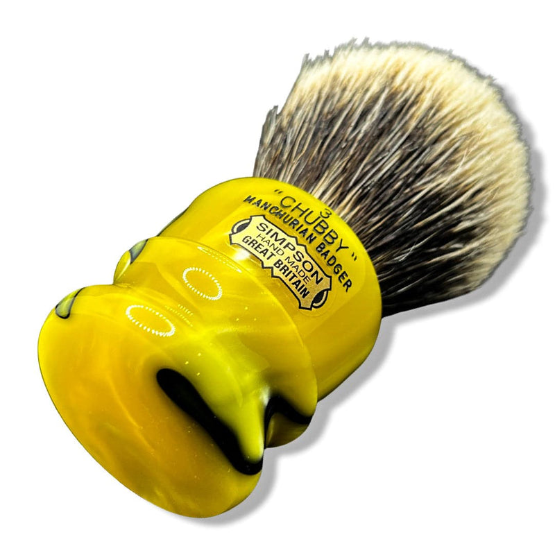 SE Medallion Yellow Chubby 3 Manchurian Badger Shaving Brush, (CH3, 29mm) - by Simpsons (Pre-Owned) Shaving Brush Murphy & McNeil Pre-Owned Shaving 