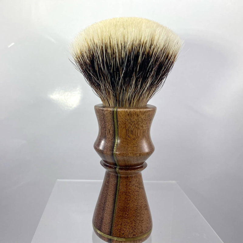 Wood and Brass Hand-Turned Shaving Brush - by Sawdust Creation Studios (Pre-Owned) Shaving Brush Murphy & McNeil Pre-Owned Shaving 