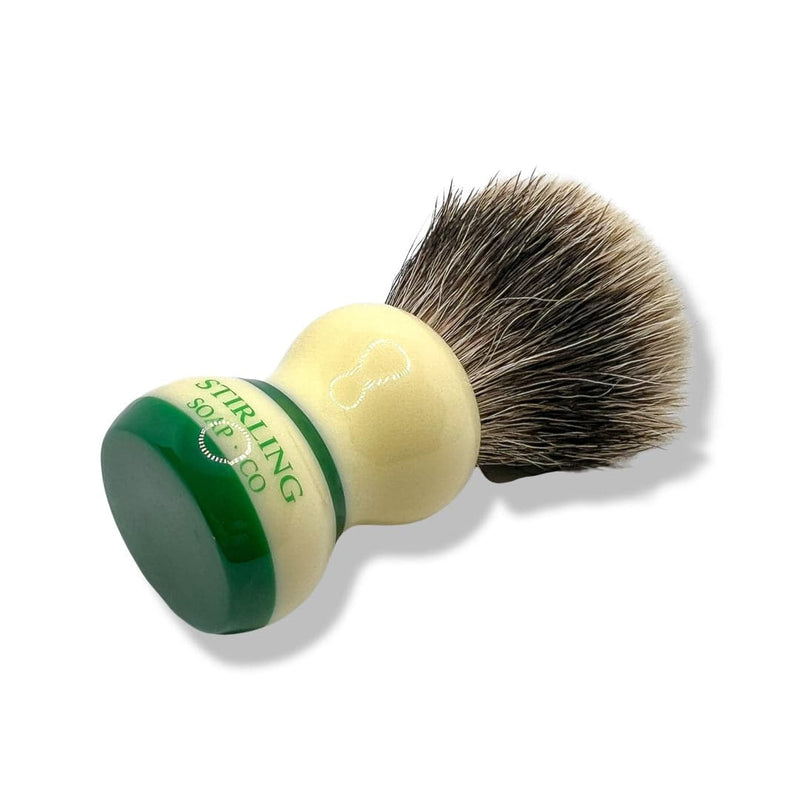 Green Striped Finest Badger Shaving Brush (24mm) - by Stirling Soap Co (Pre-Owned) Shaving Brush Murphy & McNeil Pre-Owned Shaving 
