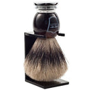 Faux Horn Handle Pure Badger Shaving Brush and Stand (HHPB) - by Parker Shaving Brush Murphy and McNeil Store 