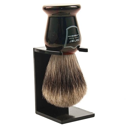 Faux Tortoise Handle Pure Badger Shaving Brush and Stand (THPB) - by Parker Shaving Brush Murphy and McNeil Store 