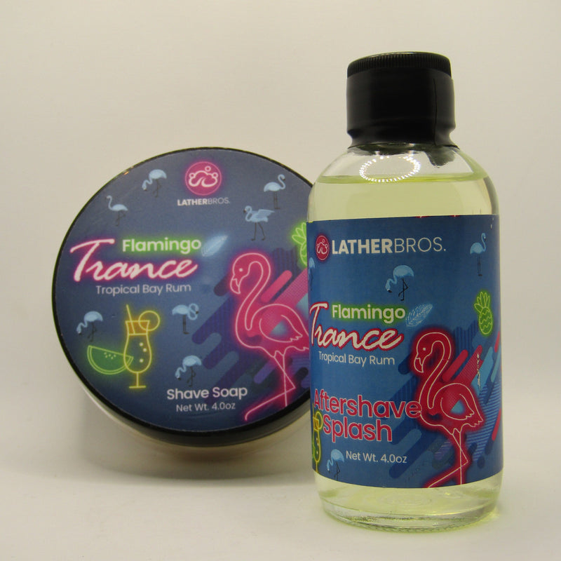 Flamingo Trance Shaving Soap and Splash - by Lather Bros (Pre-Owned) Soap and Aftershave Bundle Murphy & McNeil Pre-Owned Shaving 