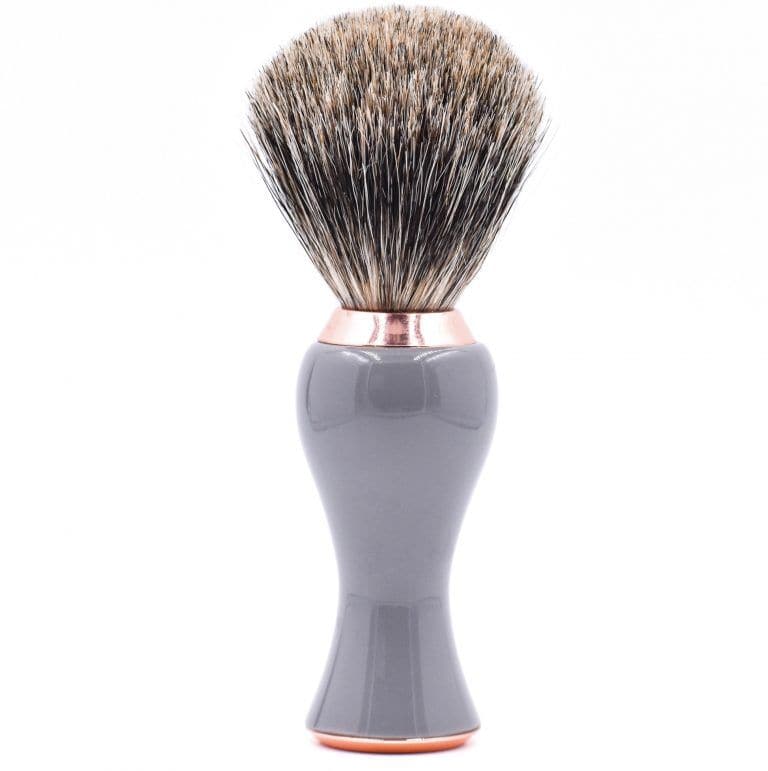 Gray & Rose Gold Handle Pure Badger Shave Brush & Stand (GGPB) - by Parker Shaving Brush Murphy and McNeil Store 