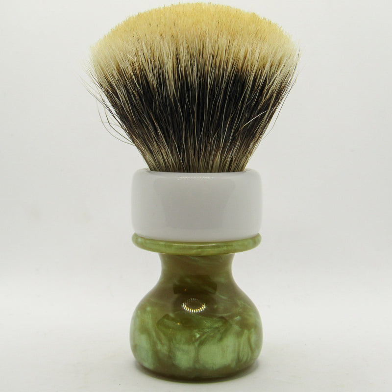 Green & White Shaving Brush (26mm Manchurian) - by Grizzly Bay Brushes (Pre-Owned) Shaving Brush Murphy & McNeil Pre-Owned Shaving 