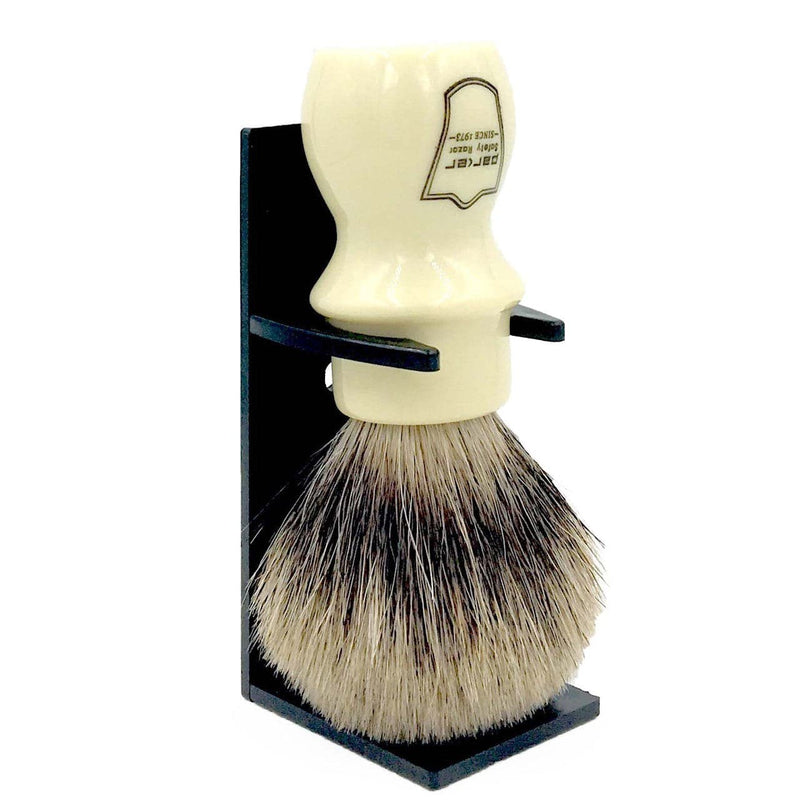 Ivory Handle Deluxe Pure Badger Long Handle Shave Brush & Stand (WMPB) - by Parker Shaving Brush Murphy and McNeil Store 