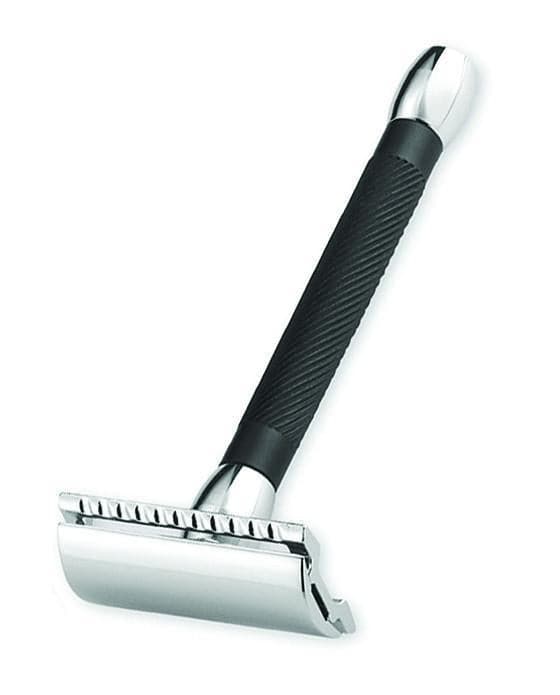 Merkur 20B Double Edge Safety Razor, Straight Cut, Chrome, Extra Long Black Handle Safety Razor Murphy and McNeil Store 