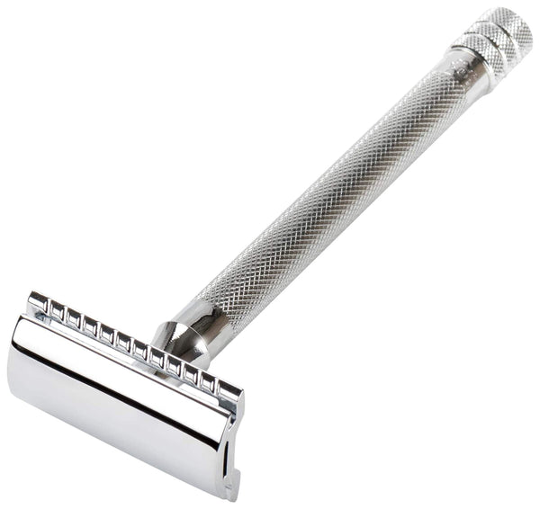 Merkur Double Edge Safety Razor, Straight Cut, Double Extra Long Handle, Chrome Safety Razor Murphy and McNeil Store 
