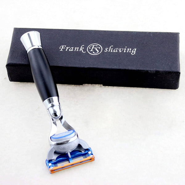 FRANK SHAVING Men's Shaving Razor 5 BLADES Cartridge Compatible Handle in BLACK METAL Safety Razor For Men Cartridge Razor Frank Shaving Handmade 