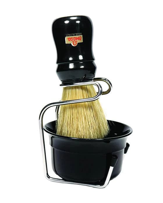 Omega Professional Boar Bristle Shaving Brush and Bowl Set, ABS Handle, Black Shaving Brush Murphy and McNeil Store 