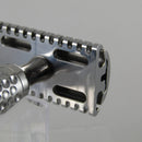 Polished Stainless Steel Safety Razor (0.68 Open Comb) with Stand - by Timeless Razors (Pre-Owned) Safety Razor Murphy & McNeil Pre-Owned Shaving 