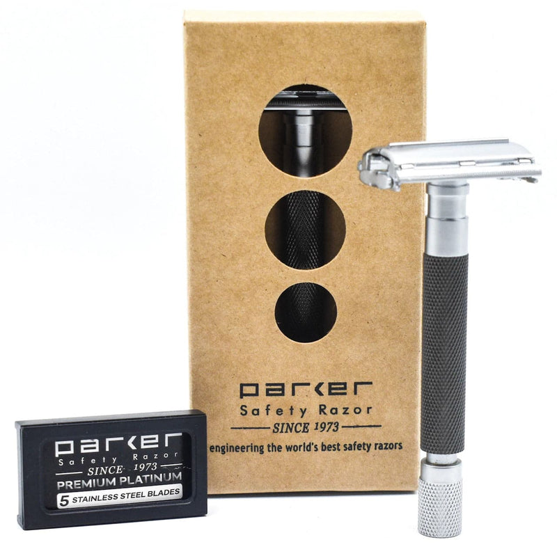 Parker 74R Chrome Heavyweight Butterfly Open Safety Razor - Graphite and Satin Safety Razor Murphy and McNeil Store 