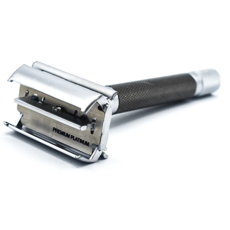 Parker 74R Chrome Heavyweight Butterfly Open Safety Razor - Graphite and Satin Safety Razor Murphy and McNeil Store 