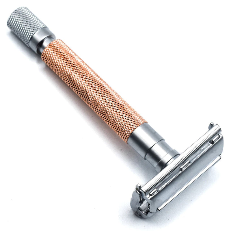 Parker 74R Chrome Heavyweight Butterfly Open Safety Razor - Rose Gold & Satin Safety Razor Murphy and McNeil Store 