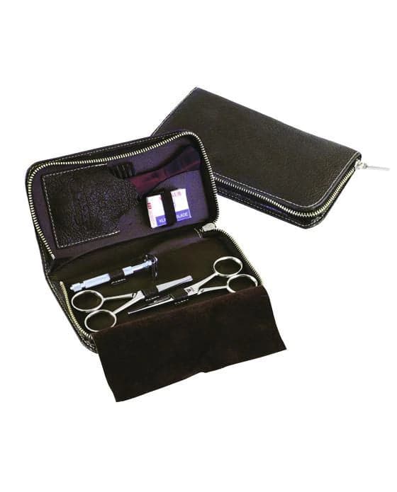 Premium 5 Piece Beard Grooming Set with Brown Water Buffalo Leather Case - by Dovo Grooming Tools Murphy and McNeil Store 