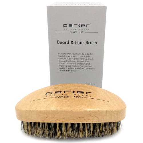 Premium Boar Bristle Beard & Hair Brush with Beechwood Contoured Handle (BRDBRUSH) - by Parker Shaving Grooming Tools Murphy and McNeil Store 