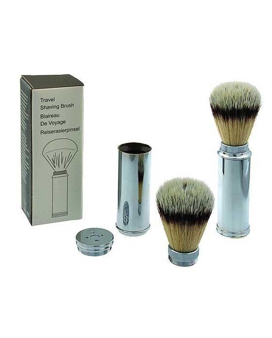 PureBadger Collection Brass Travel Shave Brush with Synthetic Fiber Shaving Brush Murphy and McNeil Store 