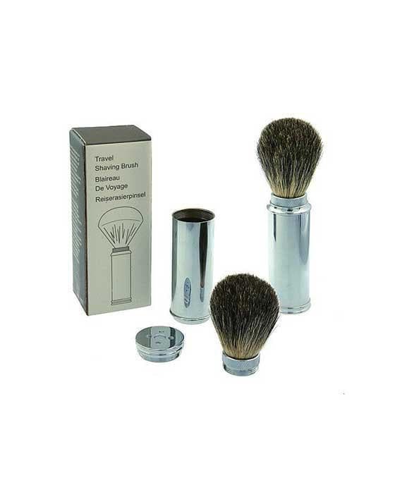 PureBadger Collection Travel Shave Brush, Brass with Badger Hair Shaving Brush Murphy and McNeil Store 