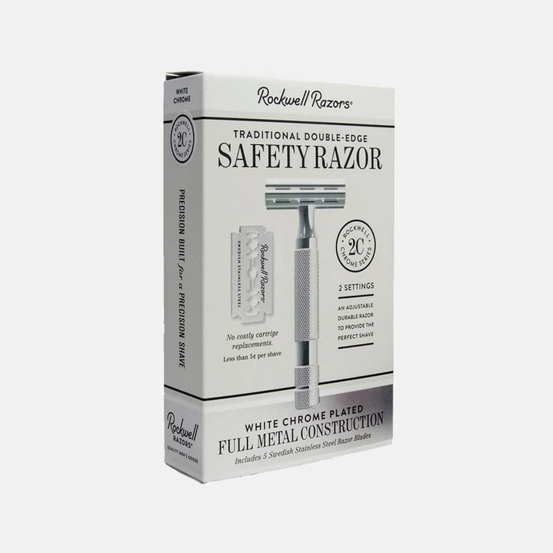 Rockwell Razors 2C Double Edge Safety Razor (White Chrome) Safety Razor Murphy and McNeil Store 