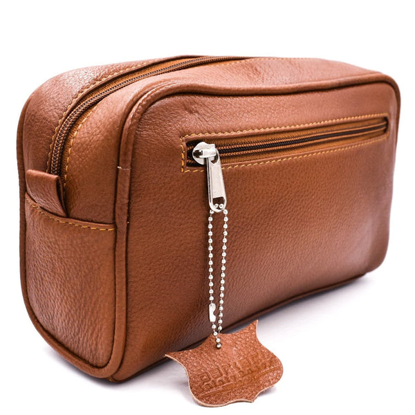 Saddle Brown Leather Toiletry Bag - Dopp Kit (TBSADDLE) - by Parker Cases and Dopp Bags Murphy and McNeil Store 