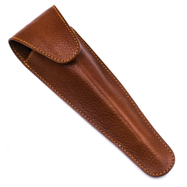 Saddle Brown Leather Travel Razor Case for Long Handle Cartridge Razors (LP2SADDLE) - By Parker Cases and Dopp Bags Murphy and McNeil Store 