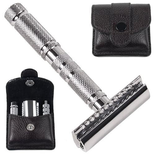 Travel Safety Razor with Leather Case (A1R) - by Parker Safety Razor Murphy and McNeil Store 