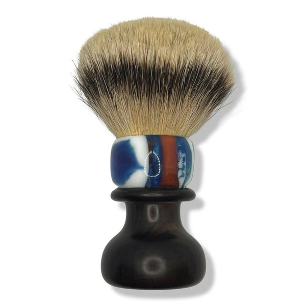 Red, White, and Blue Resin & Wood Hybrid Shaving Brush (26mm Badger) - by Grizzly Bay (Pre-Owned) Shaving Brush My Extras 