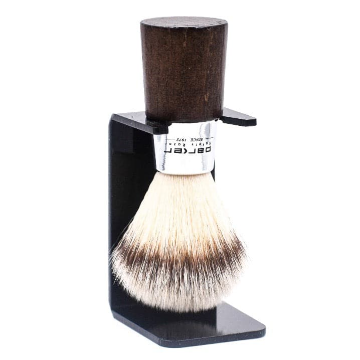Walnut & Chrome Handle Synthetic Shave Brush & Stand (WNSY) - by Parker Shaving Brush Murphy and McNeil Store 
