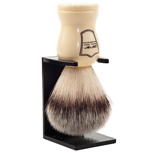 White Handle Synthetic Shaving Brush and Stand (WHSY) - by Parker Shaving Brush Murphy and McNeil Store 