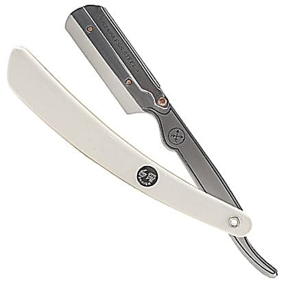 White Stainless Steel Clip Type Straight Barber Razor (SRW) - by Parker Shavette Murphy and McNeil Store 