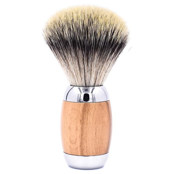 Beechwood & Chrome Handle Synthetic Shave Brush & Stand (TSBSY) - by Taconic Shave Shaving Brush Murphy and McNeil Store 
