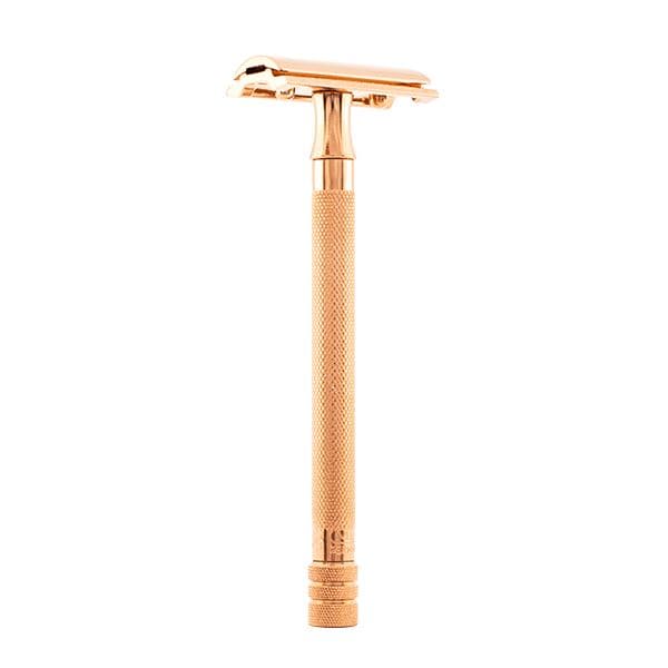 Double Edge Safety Razor, Straight Cut, Double Extra Long Handle, Gold - by Merkur Safety Razor Murphy and McNeil Store 