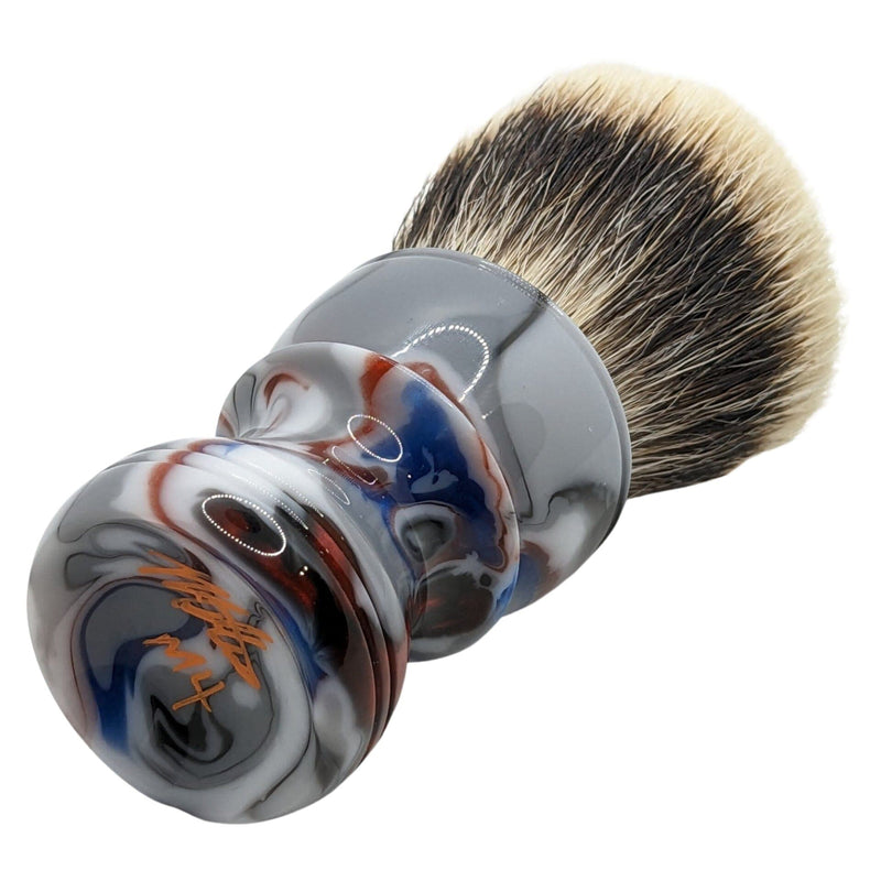 Gray/Red/Blue Sorby Shaving Brush (28mm) - by Turn-N-Shave (Pre-Owned) Shaving Brush Murphy & McNeil Pre-Owned Shaving 