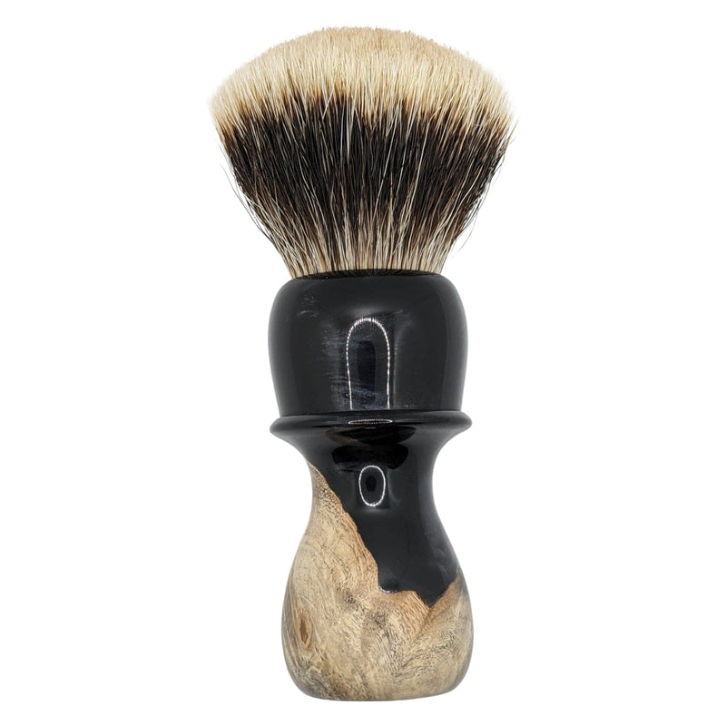 Black & Woodgrain Shaving Brush (V12 Fanchurian Knot) - by Chisel & Hound (Pre-Owned) Shaving Brush Murphy & McNeil Pre-Owned Shaving 
