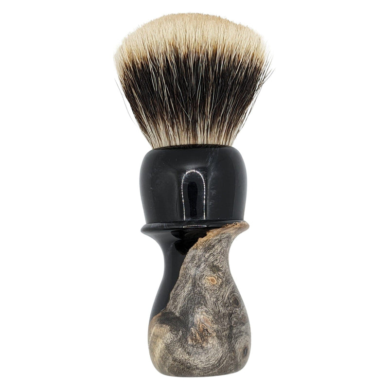 Black & Woodgrain Shaving Brush (V12 Fanchurian Knot) - by Chisel & Hound (Pre-Owned) Shaving Brush Murphy & McNeil Pre-Owned Shaving 