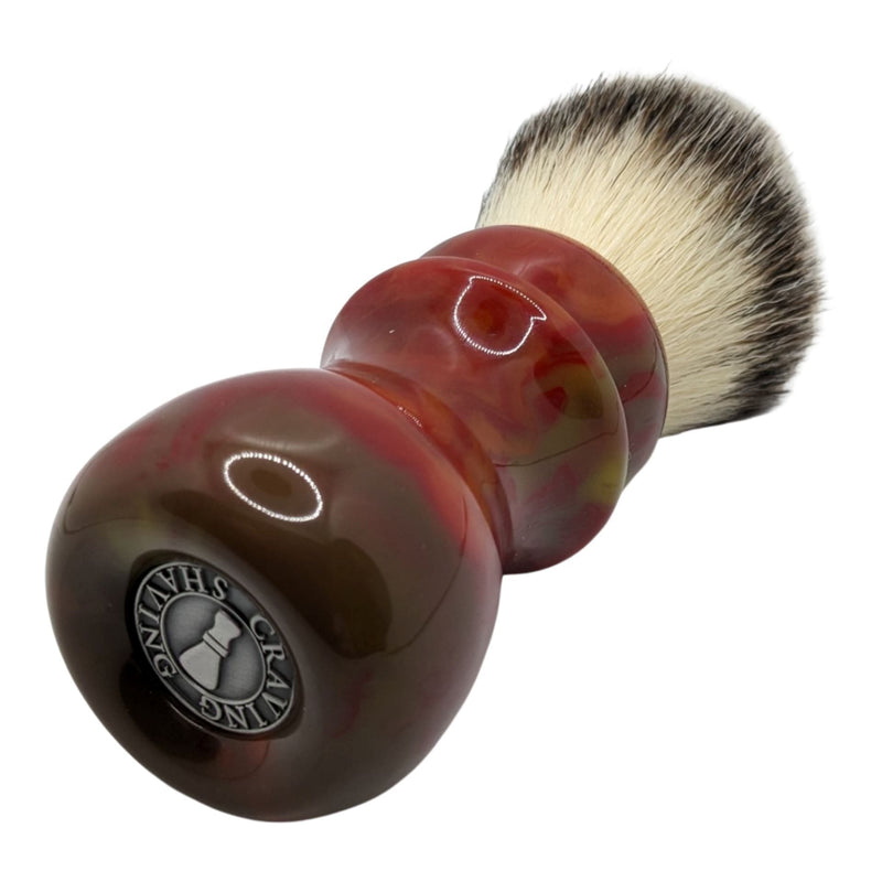 Red/Orange/Green Synthetic Shaving Brush (26mm) - By Craving Shaving (Pre-Owned) Shaving Brush Murphy & McNeil Pre-Owned Shaving 