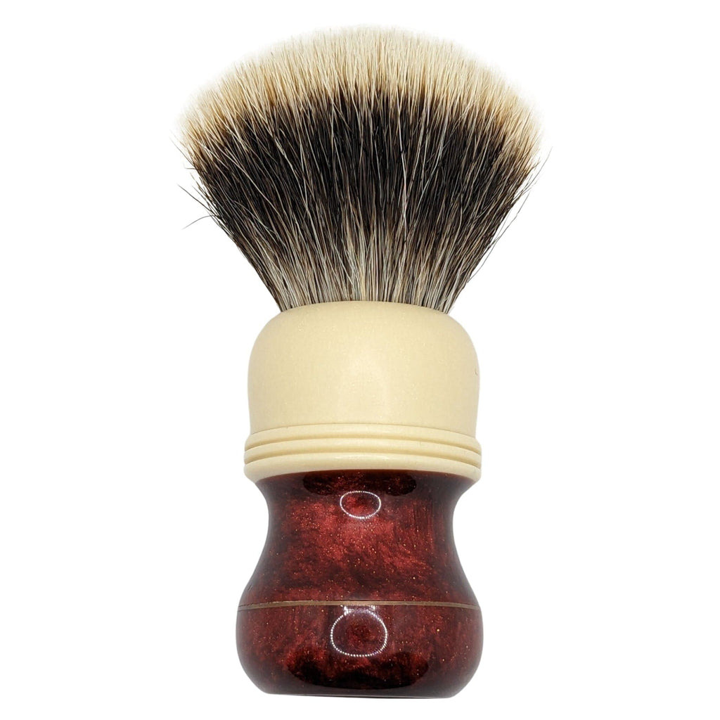 Cream & Ruby Shaving Brush (26mm V6 Knot) - by That Darn Rob (Pre-Owne