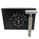 Matte Finish Stainless Steel Safety Razor (0.95) with Barber Pole Handle - by Timeless Razors (Pre-Owned) Safety Razor Murphy & McNeil Pre-Owned Shaving 