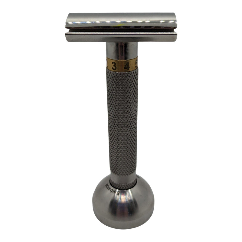 2016 Adjustable 316 Stainless Steel Razor with Extra Plate and Stand - by Barbaros & Rocnel (Pre-Owned) Safety Razor Murphy & McNeil Pre-Owned Shaving 