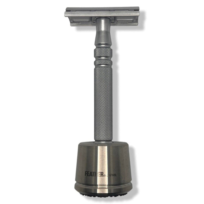 AS-D2 All-Stainless Safety Razor with Stand - by Feather (Pre-Owned) Safety Razor Murphy & McNeil Pre-Owned Shaving 