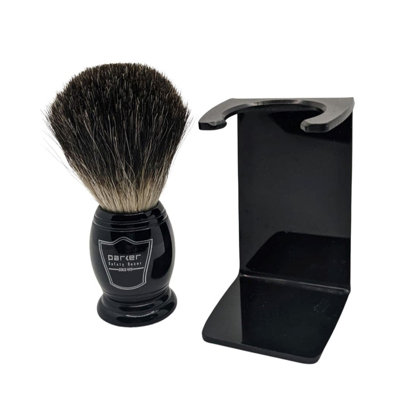 Black Badger Shaving Brush and Stand (BKBB) - by Parker (Pre-Owned) Shaving Brush Murphy & McNeil Pre-Owned Shaving 