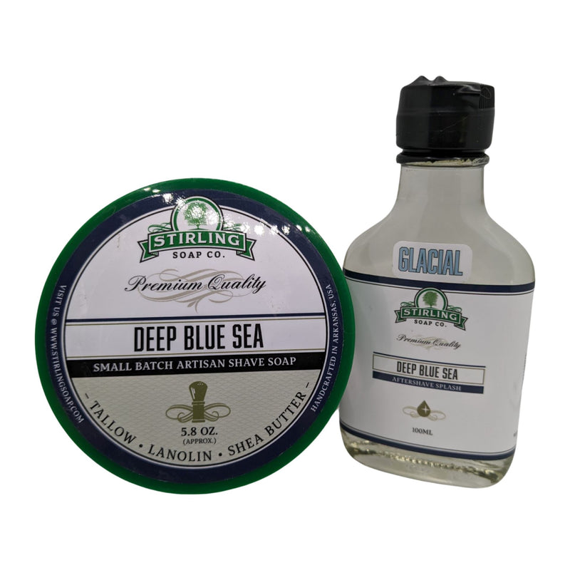 Deep Blue Sea Shaving Soap (5.8oz) and Splash (Glacial) - by Stirling Soap Company (Pre-Owned) Shaving Soap Murphy & McNeil Pre-Owned Shaving 