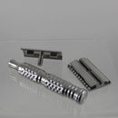 Polished Stainless Steel Safety Razor (0.68 Open Comb) with Stand - by Timeless Razors (Pre-Owned) Safety Razor Murphy & McNeil Pre-Owned Shaving 