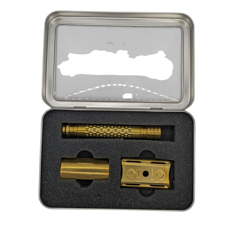 Brass Safety Razor with Hammered Handle - by Charcoal Goods/WCS (Pre-Owned) Safety Razor Murphy & McNeil Pre-Owned Shaving 