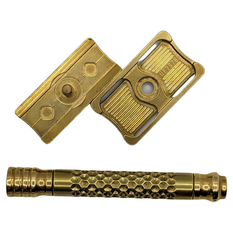 Brass Safety Razor with Hammered Handle - by Charcoal Goods/WCS (Pre-Owned) Safety Razor Murphy & McNeil Pre-Owned Shaving 